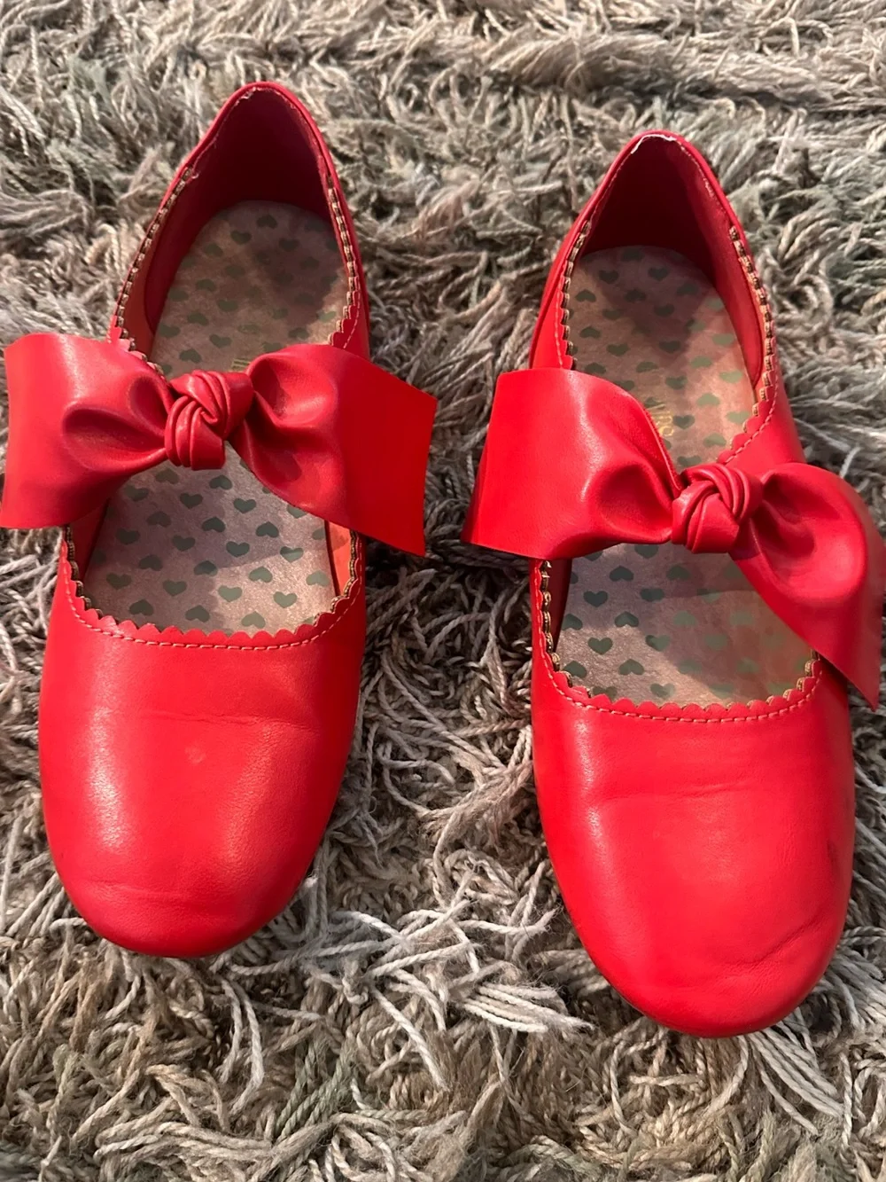 Girls Red Bow Ballet Flats - Size 5
